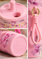 FLOW Floral Water Tumbler with Straw & Carry Strap