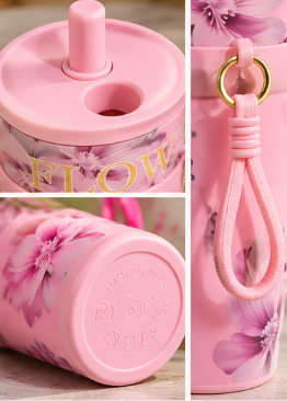 FLOW Floral Water Tumbler with Straw & Carry Strap