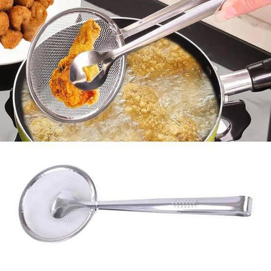 2-in-1 Stainless Steel Mesh Strainer Tongs